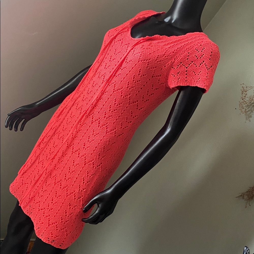 Rebellion Vibrant Coral Knit Dress - Picture 5 of 13